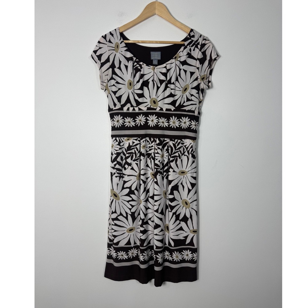 Mod Rabbit Rabbit Rabbit Designs Women 10 Empire Waist Dress Brown Daisy Floral